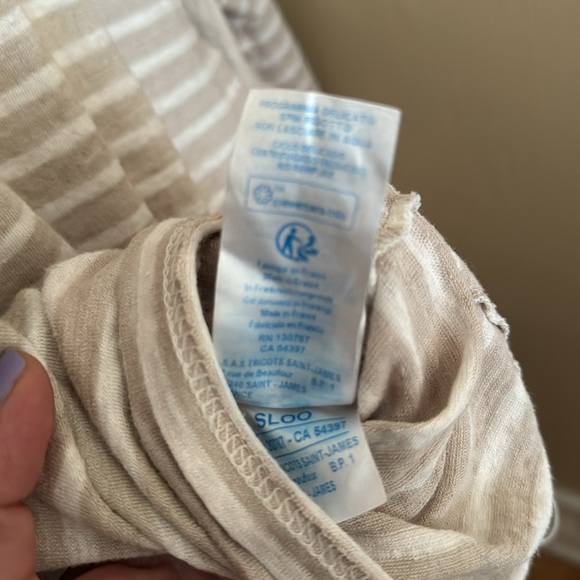 Saint James x Jenni Kayne linen shirt, taupe/ivory stripe, L, Made in France. - Picture 7 of 9